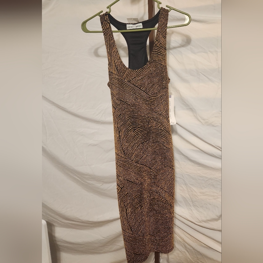 Black and Gold Patterned Women's Dress